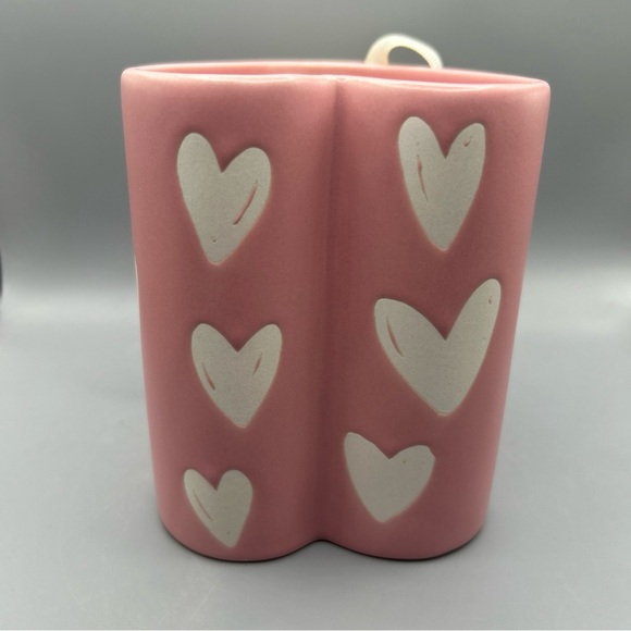 Rae Dunn Pink Valentine Heart Shaped Scribble Heart Design Mug NEW - Picture 3 of 5